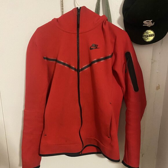 Nike Tech Fleece Full Zip-up (Red) - Picture 1 of 3